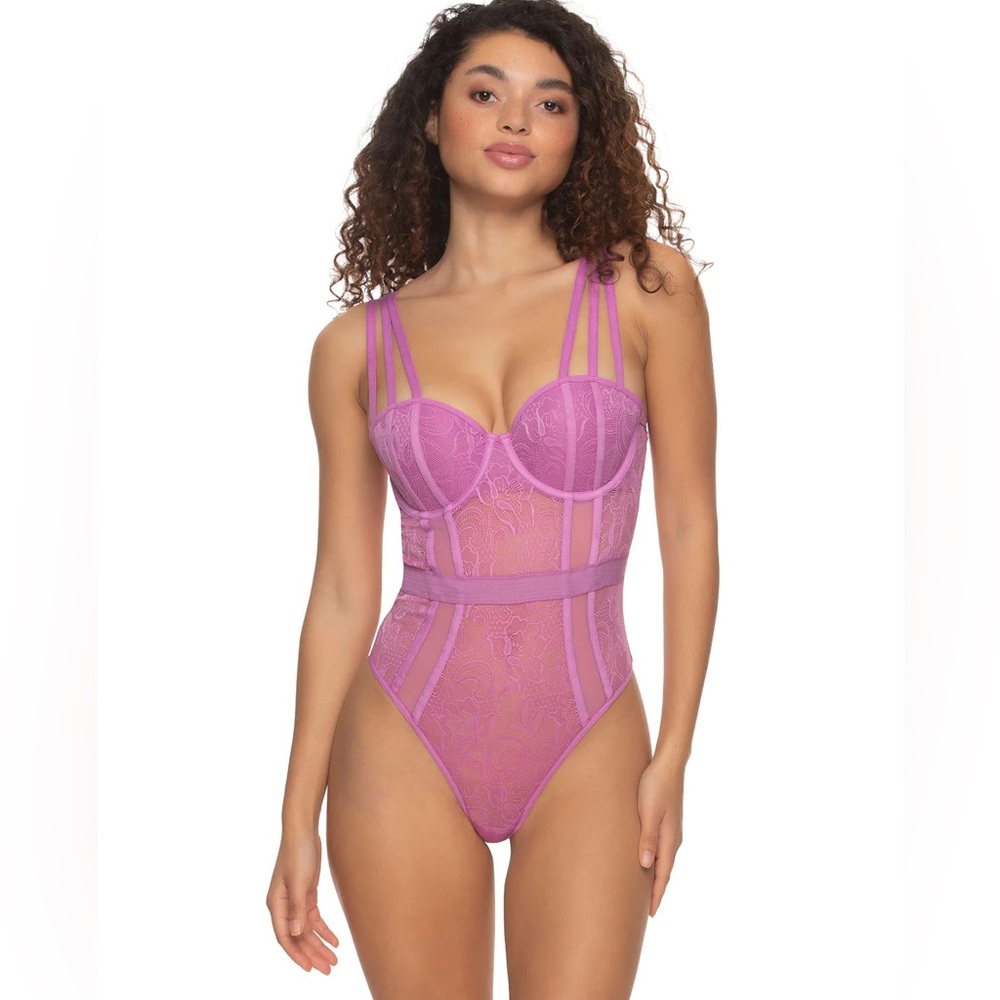 Felina NWT Lingerie Lace Bodysuit Lilac color Perfect for Valentines Day!